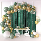 3 Pack 3.3 x 8.2 ft Retro Green Foil Fringe Backdrop Curtains, Tinsel Streamers Party Decorations, Fringe Backdrop, Door Shimmer for Christmas