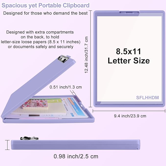 Clipboard with Storage,Three-Tier Box Clipboards(Letter Size),Storage Clipboard with Clip Form Holder Clipboards,Dry Erase Clip Boards 8.5x11 with Storage for Office School Supplies Clip Board