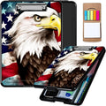 Clipboard with Storage,Plastic Storage Clipboard with Low Profile Clip, Heavy Duty Nursing Clipboards Foldable,Coaches Clipboard Case for Work, Teacher,Office School Supplies,American Flag Owl