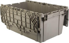 Hudson Exchange 27.3 x 17.2 x 12.6 (3 Pack) Storage Tote Distribution Container with Hinged Attached Lid, Gray/Brown