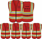 Safety Vest Reflective High Visibility with 5 Pockets ＆Zipper Class 2 Adult Unisex Construction Security Workwear