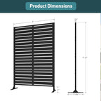 Modern Shade Metal Privacy Screen 72" H x 48" W, Freestanding Decorative Outdoor Privacy Fence Panels for Instant Privacy & Space Division, Patio Screens for Patios Outside Outdoor, Black, 4 Panel