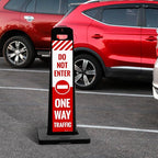 Do Not Enter One Way Traffic Vertical Panel Sign Kit, Double Sided 3M Engineer Grade Reflective, with 20 lbs Black Portable Rubber Base, Impact Resistant Plastic Frame