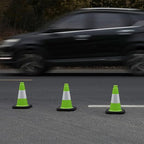 6 Pack 12" Inch Green PVC Traffic Cones with Heavy-Duty Base, High-Visibility All-Weather Safety Cones for Road Construction, Parking Lot, and Garage Use (6, Green, 12" Small)
