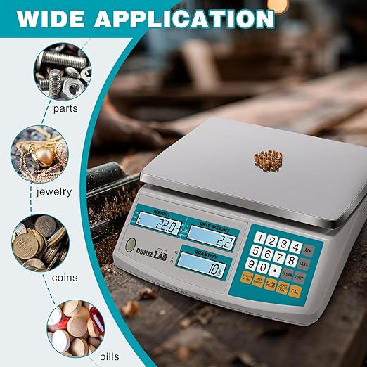 Industrial Counting Scale 15kg/33lb x 0.1g Digital Inventory Counting Scale High Precision Electronic Gram Scale with Battery DC/AC Power for Parts Jewelry Coins (g/kg/lb/oz)