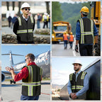 BeautyWill Custom Safety Vest Customized Logo Class 2 High Visibility Reflective Vest with Pockets Construction workwear