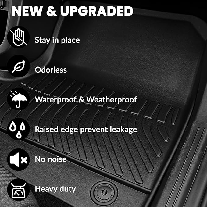 AUXKO All Weather Floor Mats Fits for Chevrolet Equinox EV 2024 2025 2026 TPE Rubber Liner Equinox EV Accessoires Odorless Anti-Slip 2 Row Mat Black