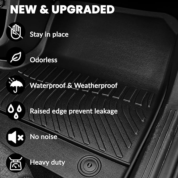 Auxko All Weather Floor Mats Cargo Mat Fit for 2024 2025 2026 Chevrolet Blazer EV TPE Liners Accessories All Season Guard Odorless Anti-Slip Black