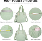 NOL Insulated Lunch Bag for Women, Large Spacious Lunch Tote Bag With Removable Adjustable Shoulder Strap with Multi Pockets,Leakproof Cooler Bag,Lightweight Nylon Waterproof Lunch Box For Work,Green