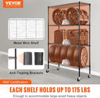 VEVOR Storage Shelving Unit, 4-Tier Adjustable Storage Shelves, 48" L x 18" W x 74" H Garage Storage Shelves, Metal Shelves with Wheels for Kitchen Pantry Basement Bathroom Laundry