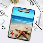 Clipboard with Storage,Office Supplies Nursing Clipboards Folder with Pen Holder Plastic Foldable Clip Board with Storage for Nurse Teacher,Beach Starfish