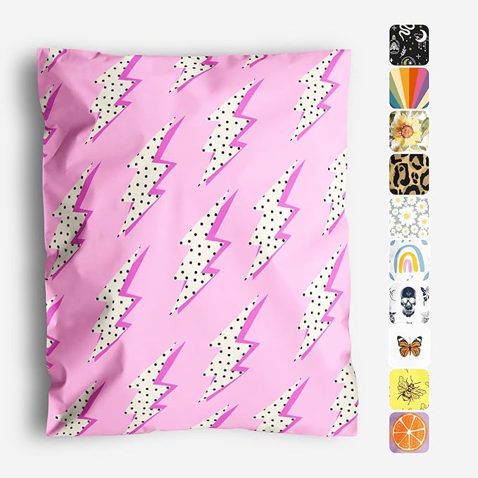 10x13 Poly Mailers – Lightning Bolt – Waterproof, Tear-Resistant Shipping Bags with Adhesive Seal – 50 Pack – Package Mint