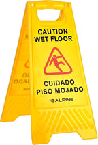 Alpine Wet Floor Signs 3 Pack - 24 Inch Caution Wet Floor Sign, High Visibility Yellow Slippery When Wet Sign - Bilingual Safety Warning Sign to Easily Avoid Slippery Accidents in High Traffic Areas