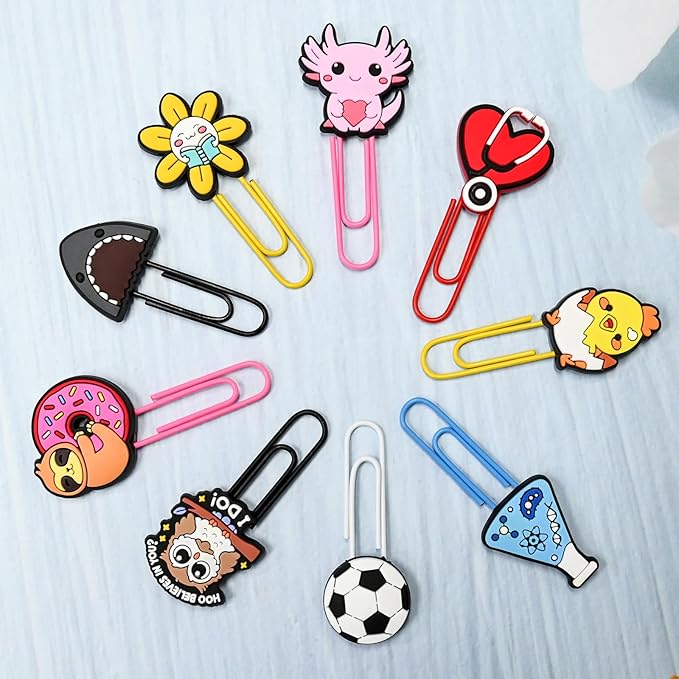 50 PCS Random Paper Clips Metal Paperclip Large Size Paper Clip Cute Bookmark Colorful Office Supplies Bookmark Clamp Desk Accessories Stationery for School Gifts for Christian