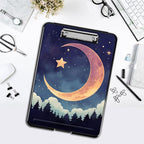 Clipboard with Storage,Office Supplies Nursing Clipboards Folder with Pen Holder Plastic Foldable Clip Board with Storage for Nurse Teacher,Moon Forest