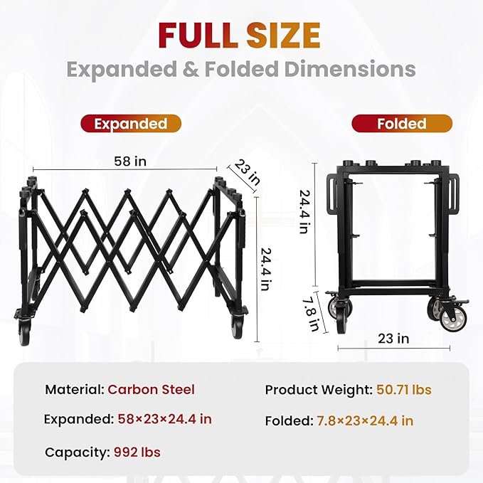 Funeral Stretcher Truck, 992LBS Folding Funeral Stretcher Cart with Dual-Locking Wheels, Dedicated Coffin Cart,Carbon Steel Mortuary Stretcher Trolley for Church,Funeral Home,Parlour,Crematoriums