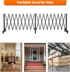 12.2FT Black Industrial Metal Expandable Barricade，Retractable Traffic Fence with Casters, Folding Security Gate，Portable Barricade Gate for Construction Area, Traffic Control, Cordon