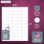 NextDayLabels – 1.5" x 1" Rectangular Sticker Labels for Printer - White Laser/Inkjet Printer Labels Return Address Labels Shipping Label Stickers (500 Sheets, 50 Per Sheet, 25000 Labels)
