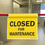 SmartSign 3-Pack 'Closed For Maintenance' Hanging Doorway Barricade Sign, Spring-loaded Adjustable Twist-To-Tighten Aluminum Pole & 11.25" x 18" Vinyl Safety Sign Kit, USA-Made
