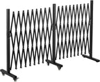 TECSPACE Aluminum Expandable Garden Fence, Portable Barricade Gate with Casters, Expansion Size 201×15.2×40.6 inches, Adjustable Flexible Fence Mobile Barricade Safety Barrier