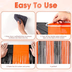 3 Pack 3.3x8.2 Feet Black and Orange Foil Fringe Backdrop Curtains, Tinsel Streamers Birthday Party Decorations, Fringe Backdrop for Graduation, Baby Shower, Gender Reveal, Disco Party