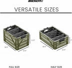 SIDIO CRATE Starter Pack - Two Full Size and One Half Size SidioCrate, Stackable Outdoor Organizer Storage Bins with Clear Lid and Dividers - Green