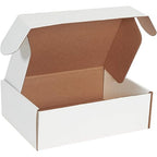 Box USA 12" Deluxe Shipping Boxes, 12 1/8"L x 9 1/4"W x 4"H, 50-Pack - White Box Mailers for Packaging, Storage, Gifts or Bulk Business Orders