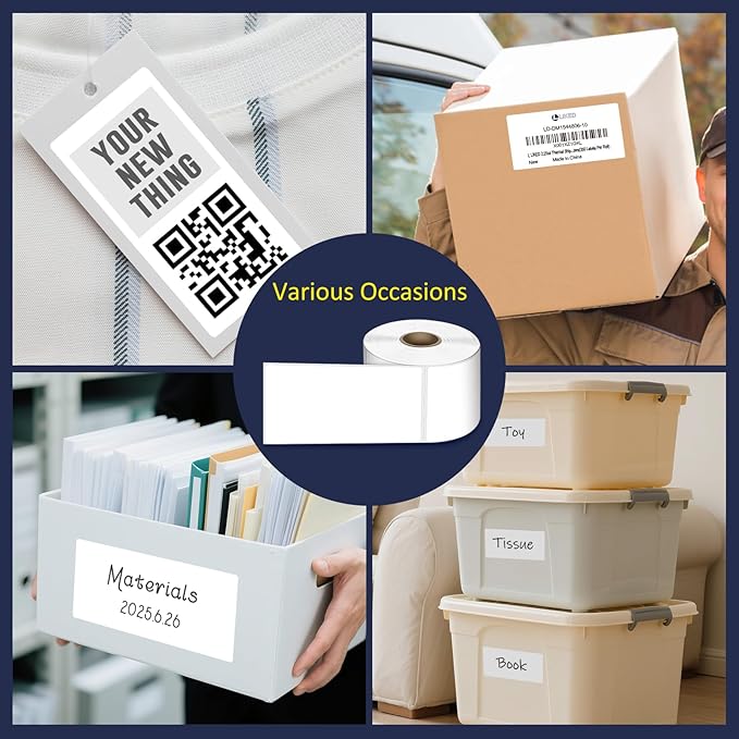 L LIKED 2.25" x 4" Direct Thermal Label, Permanent Adhesive Shipping Postage Labels & Compatible with Rollo, Zebra and Other Desktop Printers (12 Roll, 4200 Labels)