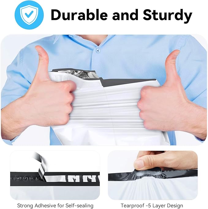 7.5 x 10" Poly Mailers 100PCS, 1.77 Mil 5 Layer Waterproof Shipping Bags for Clothes,Mailing,Books,Package, Strong Adhesive Self Sealing Mailers Poly Bags Shipping Envelopes for Business