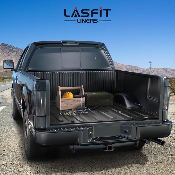 LASFIT Truck Bed Mat (5.5FT, 67" Bed) Fit for Ford F-150 2004-2014 | Lincoln Mark LT 2006-2008, All Weather Protection TPE Heavy Duty Car Bed Liner - 1PC Black