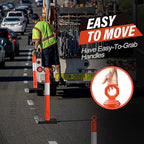 RoadHero 45 Inch Delineator Post with Base, Portable Orange Traffic Delineator Posts Cones with Reflective Collars for Parking Lots, Road Safety, Construction Events 6 Pack