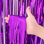 3 Pack 3.3x8.2 Feet Purple Foil Fringe Backdrop Curtains, Tinsel Streamers Birthday Party Decorations, Fringe Backdrop for Graduation, Baby Shower, Gender Reveal, Disco Party