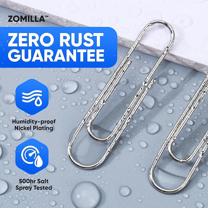 Paper Clips, Zomilla 1000 Pcs Paperclips (10 Boxes of 100 Each), 1-2/7" Medium Paper Clip, Rustproof 1.3 Inches Metal Paper Clip for Office, School, Home - Silver