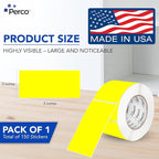 Perco Fluorescent Yellow 3x5 Inch Perforated Sticker Labels — 150 Stickers/Roll — with Permanent Adhesive for Inventory Management, Color Coding, Moving Boxes, Retail, Organizing & Crafts—Made in USA