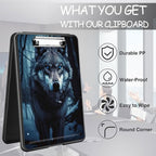 Clipboard with Storage, High Capacity Plastic Storage Clipboard with Low Profile Clip for Women Teachers Work, School & Office Supplies, Cute Pattern Decorative Clipboards, Grey Wolf