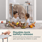 Cumbor 29.7"-40.6" Baby Gate for Stairs, Mom's Choice Awards Winner-Dog Gates for Doorways, Pressure Mounted Auto-Close Pet Gates for Dogs Indoor, Safety Child Gate with Easy Walk Thru Door, Gray