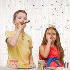 3 Pack 3.3x8.2 Feet White Foil Fringe Backdrop Curtains, Tinsel Streamers Birthday Party Decorations, Fringe Backdrop for Graduation, Baby Shower, Gender Reveal, Disco Party