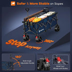 48" L Folding Beach Wagon Cart Foldable, 560lbs Weight Capacity 300L Heavy Duty Collapsible Wagons with Big All-Terrain Wheels, Utility Carts for Groceries, Shopping, Camping, Sports - Blue