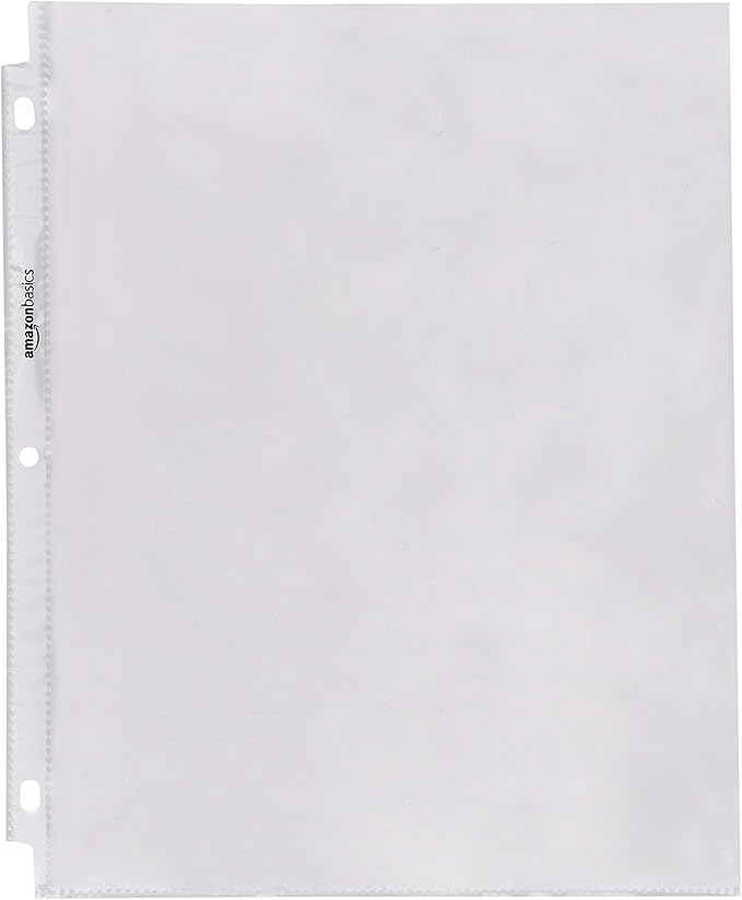 Amazon Basics Sheet Protectors for 3 Ring Binder, Heavyweight, Polypropylene, 8.5 x 11 Inch, 200-Pack, Clear