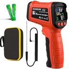 Infrared Thermometer Gun, Include K-Type Probe for Humidity, -58°F to 1796° F Digital Laser Temperature Gun for Cooking, 16:1 IR Temp Gun for Griddle, Pizza Oven, Engine, HVAC, Industrial & Home Use