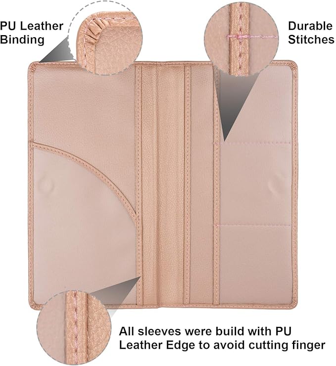 Cacturism Car Registration and Insurance Holder, Vehicle Glove Box Car Organizer Men Women Wallet Accessories Case with Magnetic Shut for Cards, Essential Document, Driver License, Rose Gold