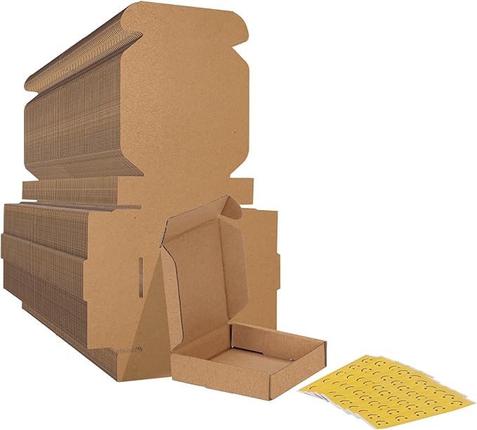 HORLIMER 4x4x1 inches Shipping Boxes Set of 100, Brown Corrugated Cardboard Box Literature Mailer