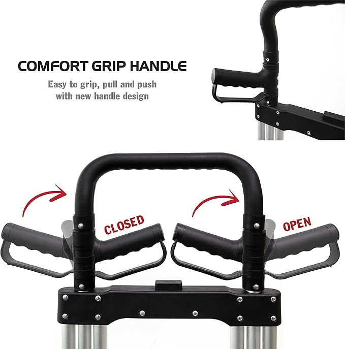 Olympia Tools 440 LB Aluminum Folding Hand Truck with Telescoping Handle - Foldable Moving Furniture Trolley Dolly Cart with 2-Wheels & Ergonomic Handle - Collapsible Hand Trucks for Home, Office