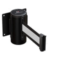 Crowd Control Warehouse - CCW Series WMB-125 Fixed Wall Mount Retractable Belt Barrier - 11 Foot, Black/White Stripe Belt with Black Steel Case