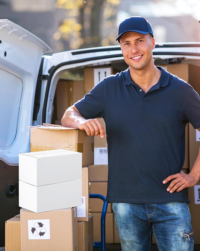 40-Pack-Small-Shipping-Boxes-9x6x4, Corrugated-Cardboard-Boxes-for-Packaging-Small-Business, White-Boxes-Mailers