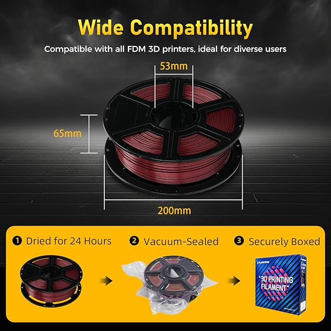 FLASHFORGE Rapid PETG Filament 1.75mm Metallic Red, Max 600mm/s High Speed Printing, 3D Printer Filament 1kg Spool, Dimensional Accuracy +/- 0.02mm, Fits Most 3D Printers