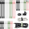 OneLeaf 30Pcs Cord Organizer, Silicone Cable Ties Reusable, Cord Ties for Electronics, Multipurpose Elastic Wire Ties, Travel Essentials for Cable Organizer, Wire Organizers for Fastening Cords