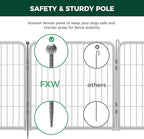 FXW Garden Fence Outdoor for The Yard – 24in(H) x 45.6ft(L) Heavy Duty Metal Animal Barrier for Dog and Rabbit, Decorative Dog Fence, 24 Panels, Silver