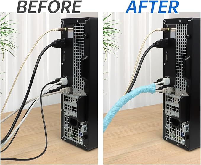 Split Braided Cable Sleeve，Flexible Wire Loom Tubing, Automotive Cord Protector Pet Proof, Cable Management for Computer TV Electric Wires Harness 16ft (Sky Blue, 5mm（3/16")