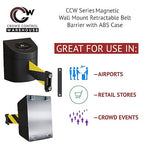 CCW Series WMB-230 Magnetic Wall Mount Retractable Belt Barrier (30 Foot Belt, Yellow with"Danger - Forklift Trucks" Black Letters Belt with Black ABS Case)